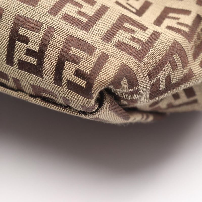 Fendi Handbag Zucchino 8bn188 Beige Brown Canvas Leather Zucchino Shoulder Bag
