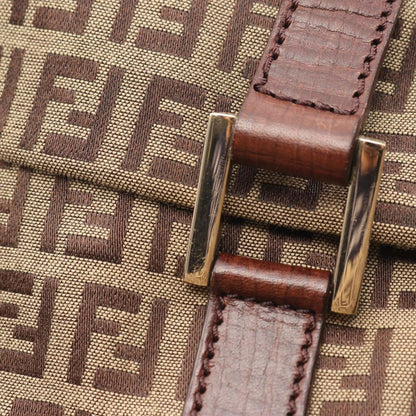 Fendi Handbag Zucchino 8bn188 Beige Brown Canvas Leather Zucchino Shoulder Bag