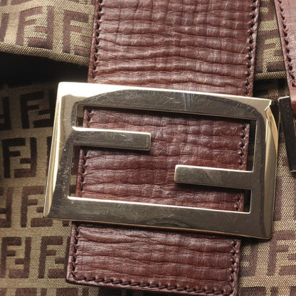 Fendi Handbag Zucchino 8bn188 Beige Brown Canvas Leather Zucchino Shoulder Bag