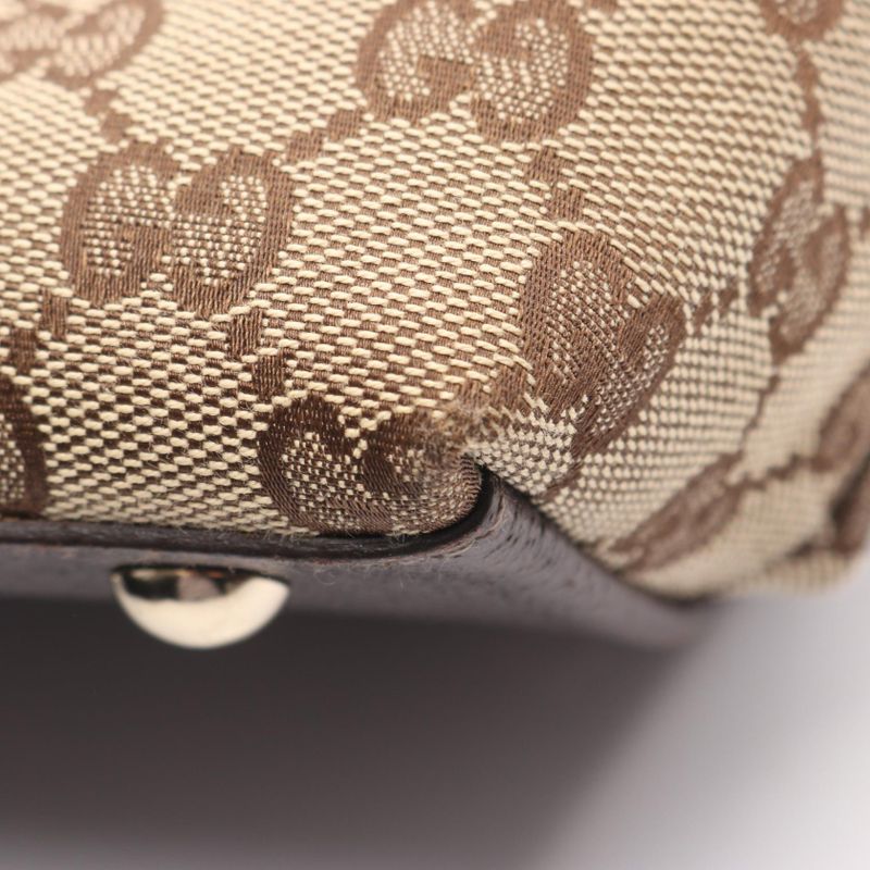 Gucci Tote Bag Abbey GG Canvas 141470 Beige Dark Brown Canvas Leather Tote Bag