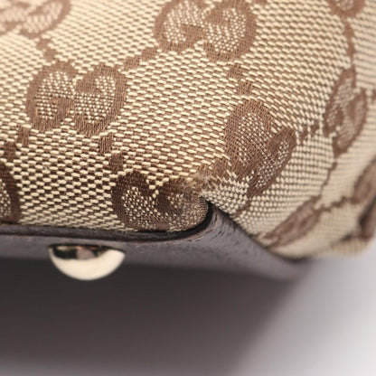 Gucci Tote Bag Abbey GG Canvas 141470 Beige Dark Brown Canvas Leather Tote Bag