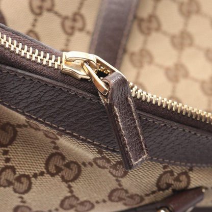 Gucci Tote Bag Abbey GG Canvas 141470 Beige Dark Brown Canvas Leather Tote Bag