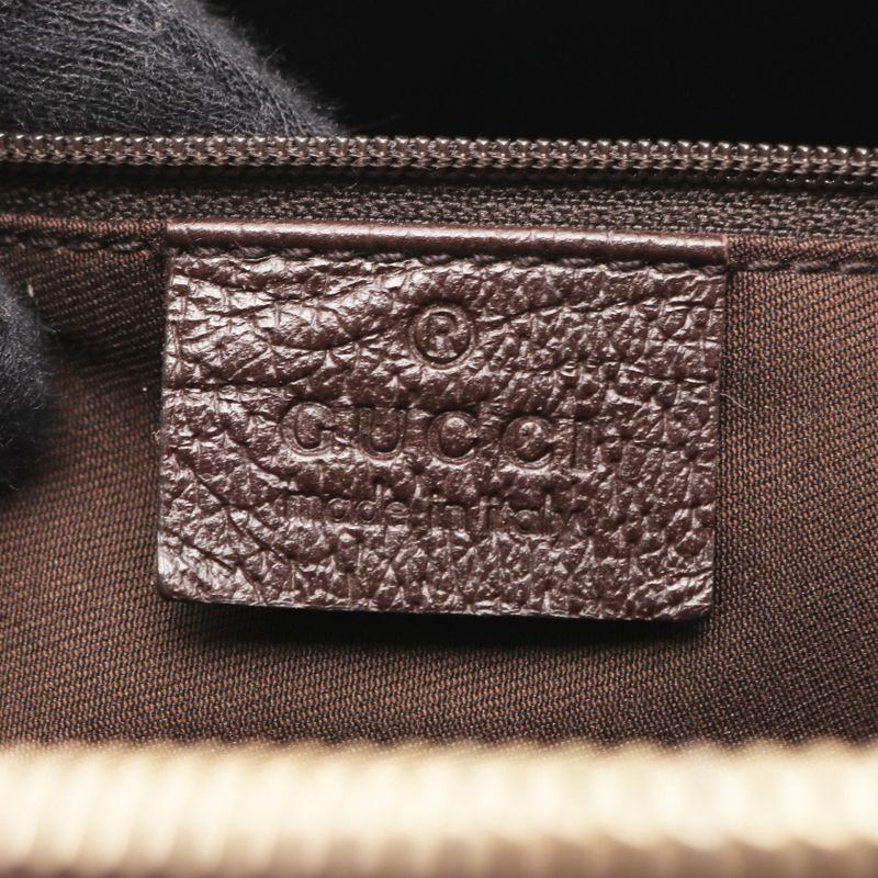 Gucci Tote Bag Abbey GG Canvas 141470 Beige Dark Brown Canvas Leather Tote Bag