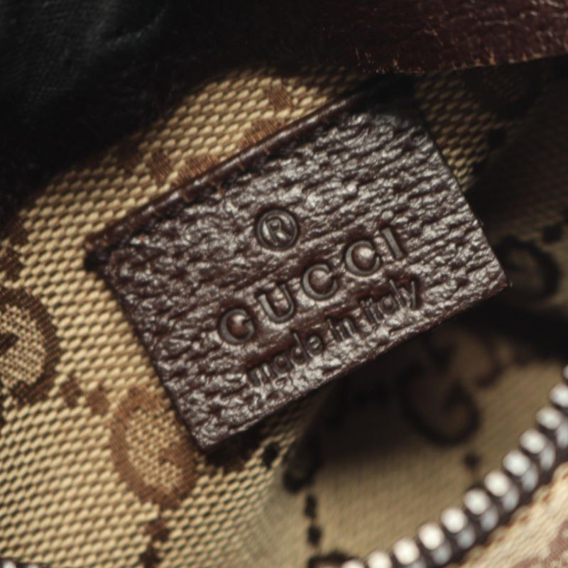 Gucci Waist Bag Body Bag 28566 Beige Dark Brown Canvas Leather Waist Bag Unisex