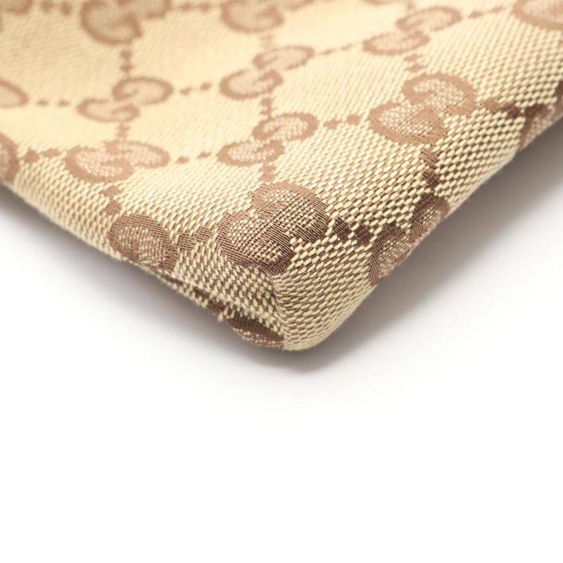 Gucci Waist Bag Body Bag 28566 Beige Dark Brown Canvas Leather Waist Bag Unisex