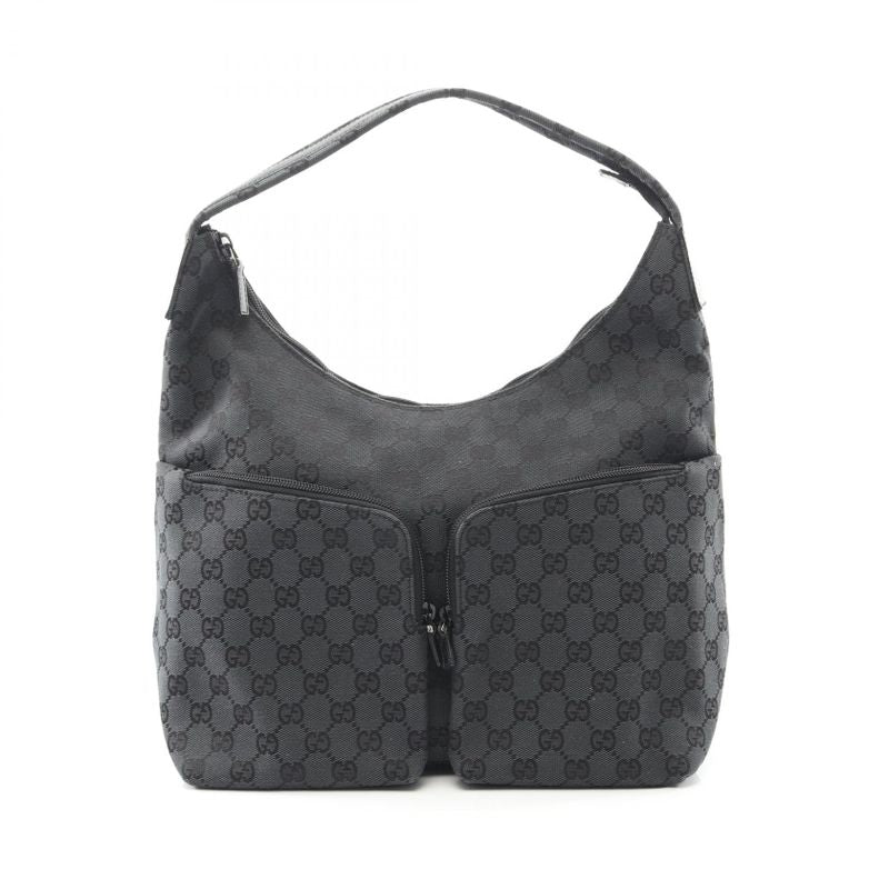Gucci Shoulder Bag GG Pattern 001･3380･002058 Black Canvas Leather Shoulder Bag