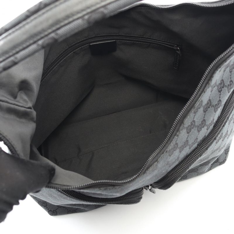 Gucci Shoulder Bag GG Pattern 001･3380･002058 Black Canvas Leather Shoulder Bag