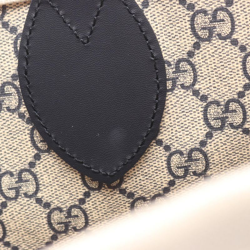 Gucci Tote Bag Print Tote Bag 772179 Natural Navy Canvas Leather Large Tote Bag
