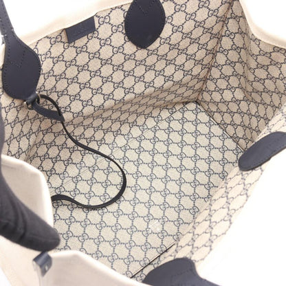 Gucci Tote Bag Print Tote Bag 772179 Natural Navy Canvas Leather Large Tote Bag