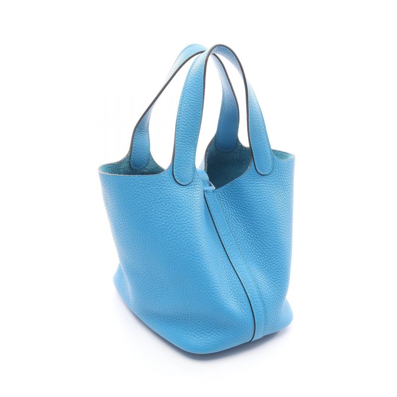 Hermes Handbag Picotin Lock PM Blue Zanzibar Leather Picotin Lock PM Blue