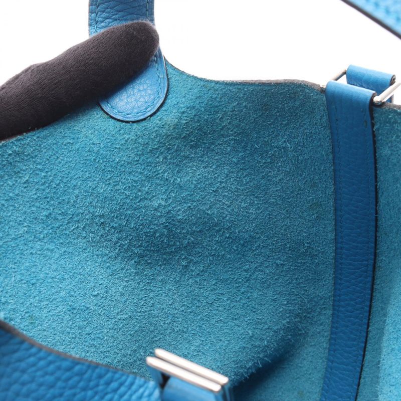 Hermes Handbag Picotin Lock PM Blue Zanzibar Leather Picotin Lock PM Blue