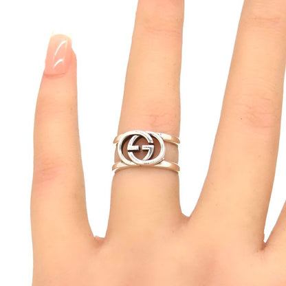 Gucci Interlocking G Ring Star Silver SV 925 Cutout