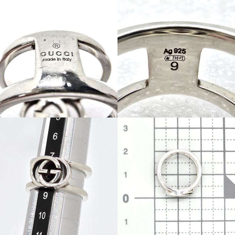 Gucci Interlocking G Ring Star Silver SV 925 Cutout