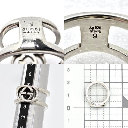 Gucci Interlocking G Ring Star Silver SV 925 Cutout