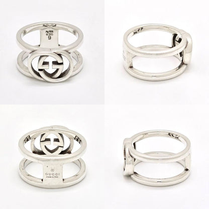 Gucci Interlocking G Ring Star Silver SV 925 Cutout