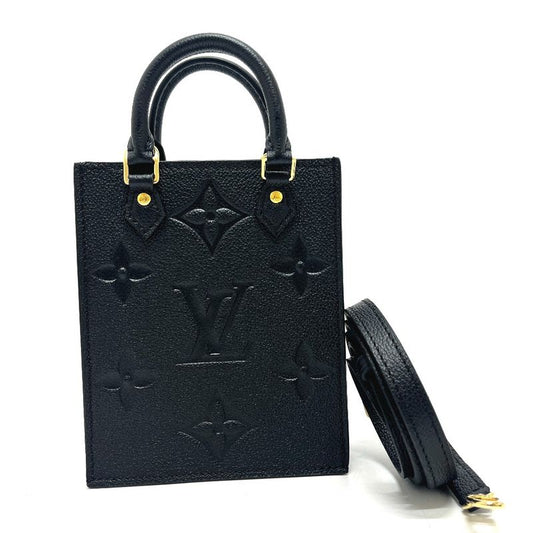 Louis Vuitton Handbag Petite Sac Plastic M80478 Monogram Empreinte Leather Black