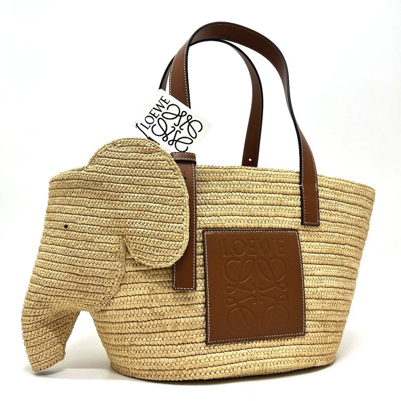 Loewe Tote Bag Elephant Basket Large A546t21x01 Raffia Beige