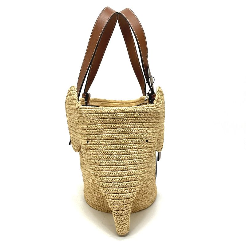 Loewe Tote Bag Elephant Basket Large A546t21x01 Raffia Beige