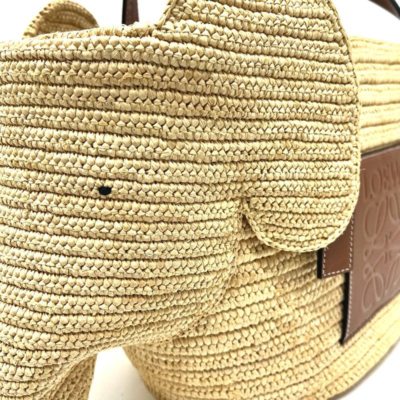 Loewe Tote Bag Elephant Basket Large A546t21x01 Raffia Beige