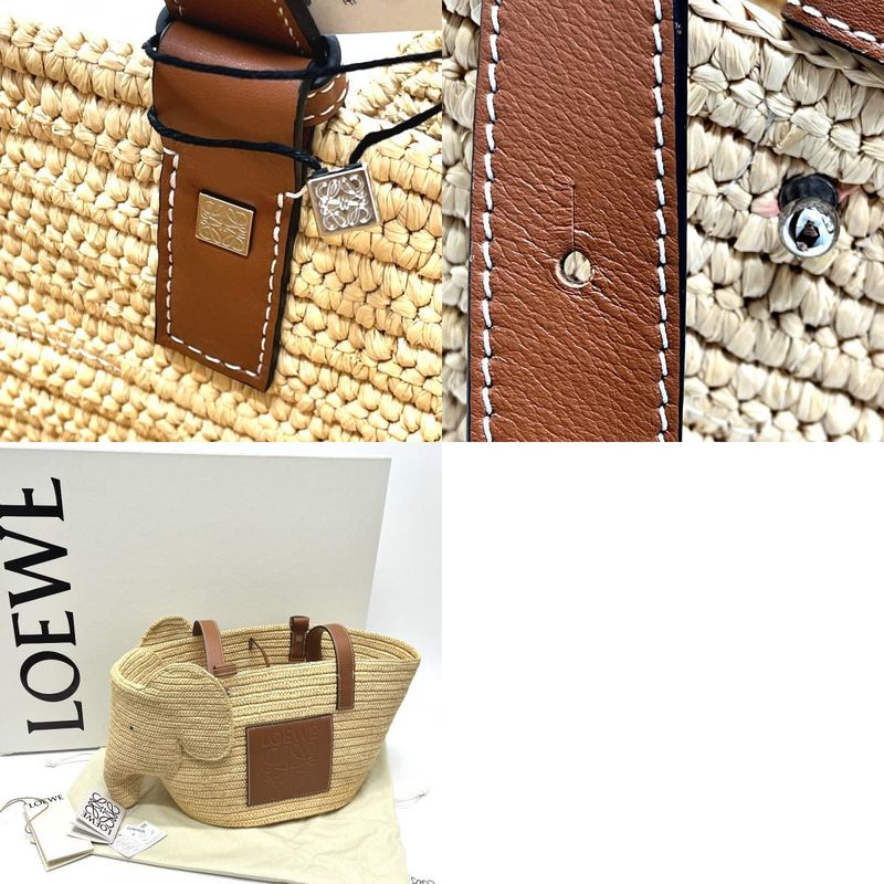Loewe Tote Bag Elephant Basket Large A546t21x01 Raffia Beige