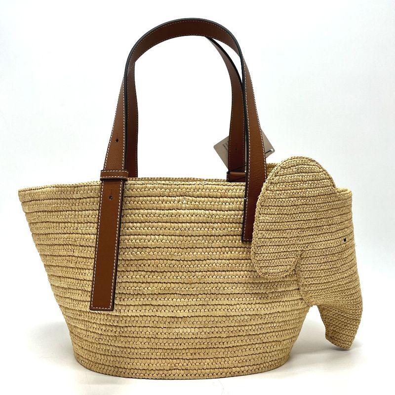 Loewe Tote Bag Elephant Basket Large A546t21x01 Raffia Beige