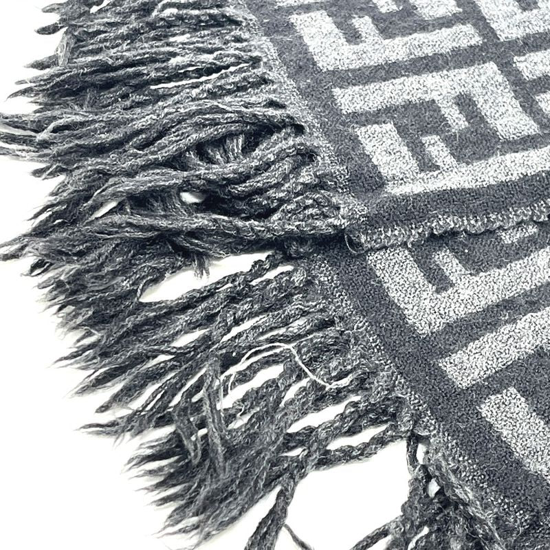 Fendi Muffler Zucca Pattern Wool Black