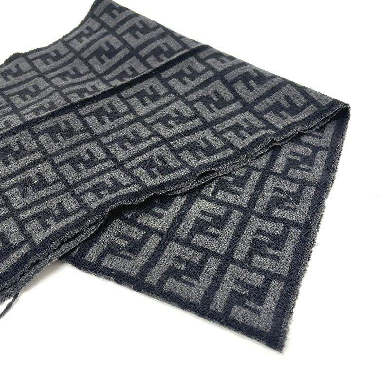Fendi Muffler Zucca Pattern Wool Black