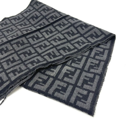 Fendi Muffler Zucca Pattern Wool Black