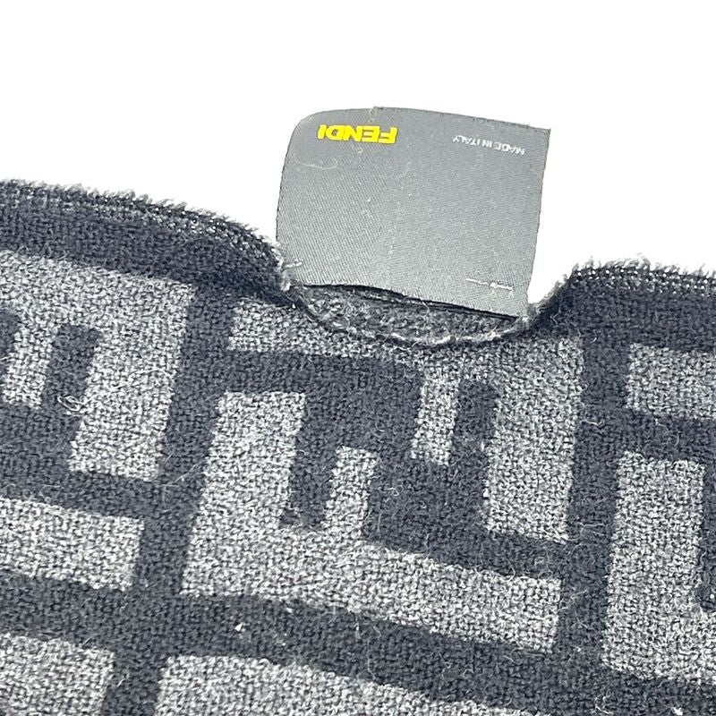 Fendi Muffler Zucca Pattern Wool Black