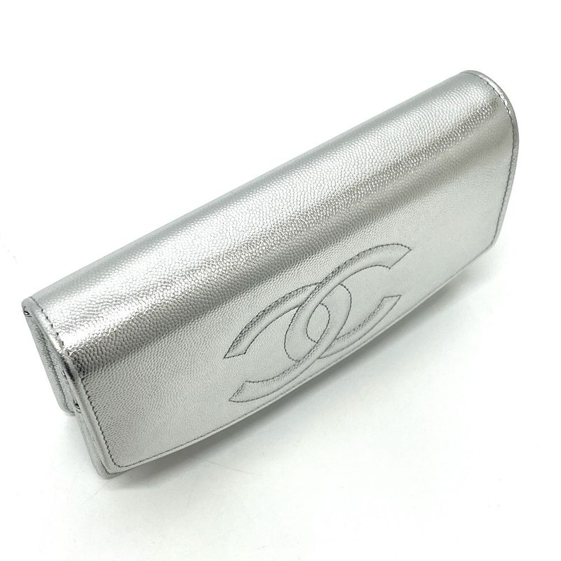 Chanel Shoulder Bag Coco Mark Ap4653 Caviar Skin Silver