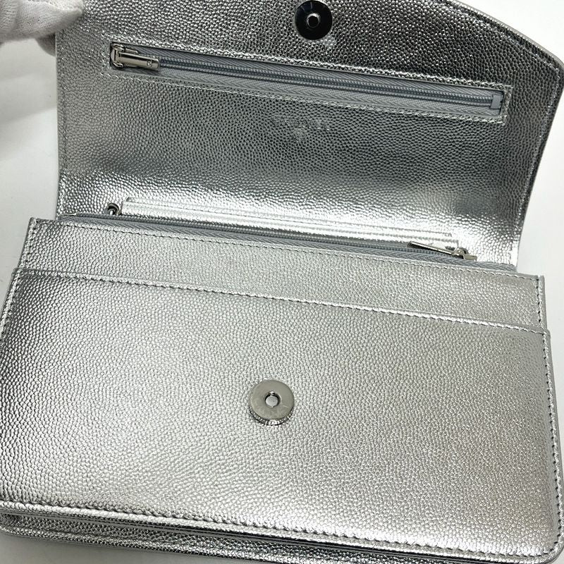 Chanel Shoulder Bag Coco Mark Ap4653 Caviar Skin Silver