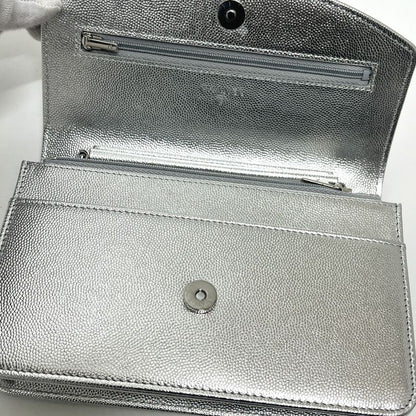 Chanel Shoulder Bag Coco Mark Ap4653 Caviar Skin Silver