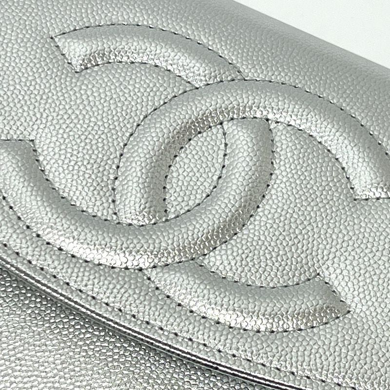 Chanel Shoulder Bag Coco Mark Ap4653 Caviar Skin Silver