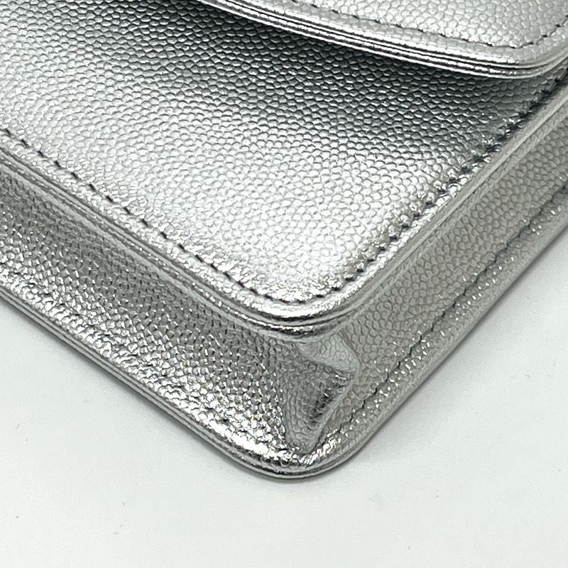 Chanel Shoulder Bag Coco Mark Ap4653 Caviar Skin Silver