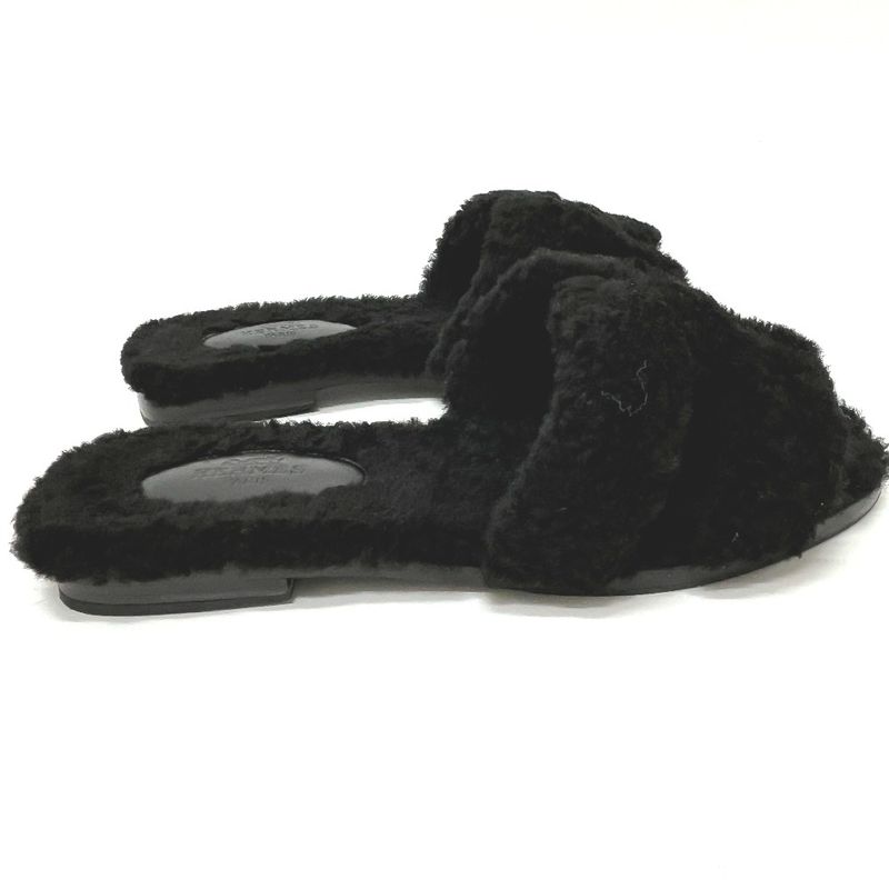 Hermes Sandals Oran Mouton Black