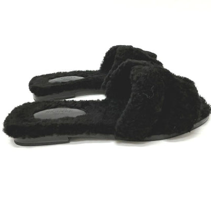 Hermes Sandals Oran Mouton Black
