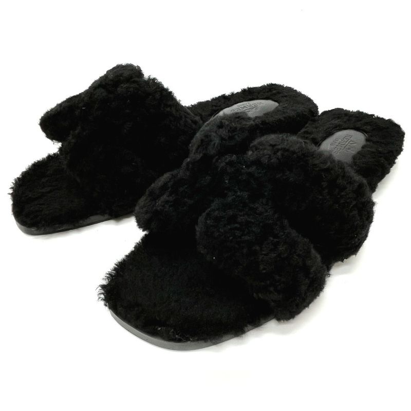 Hermes Sandals Oran Mouton Black
