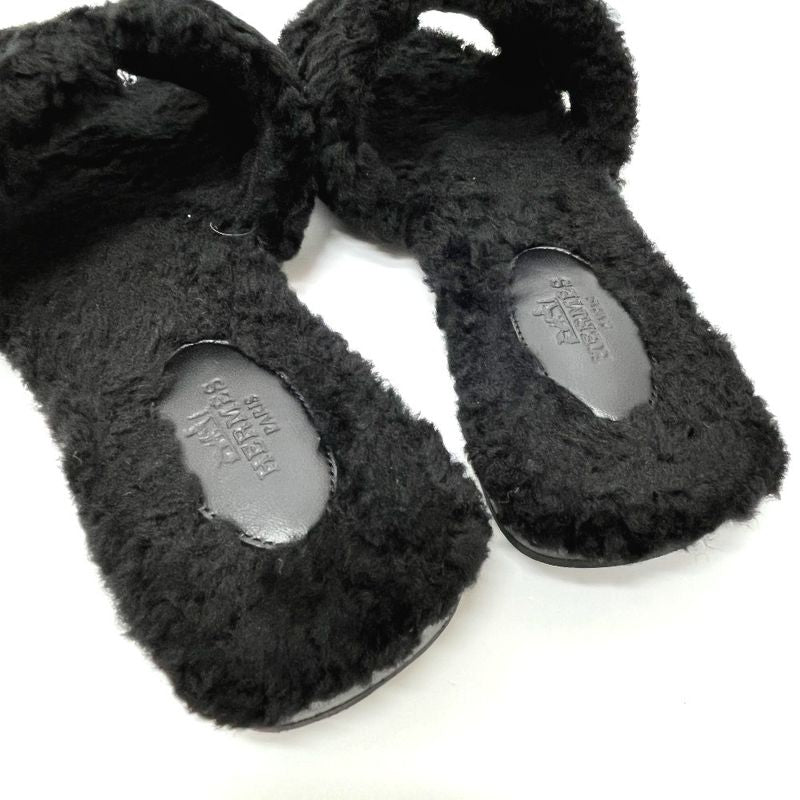 Hermes Sandals Oran Mouton Black