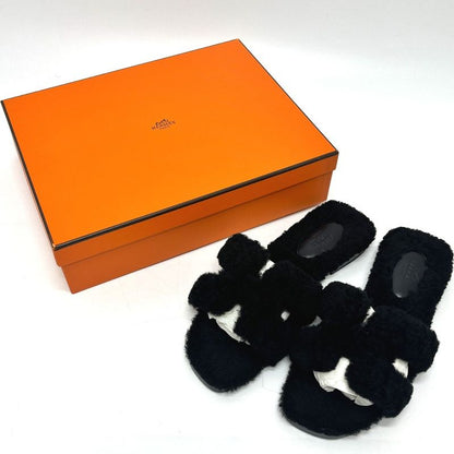 Hermes Sandals Oran Mouton Black