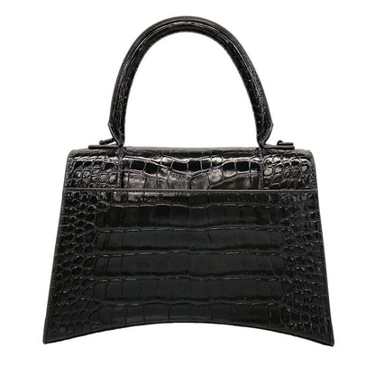 Balenciaga Handbag Hour Glass 619668 Black Shape Pressed Leather