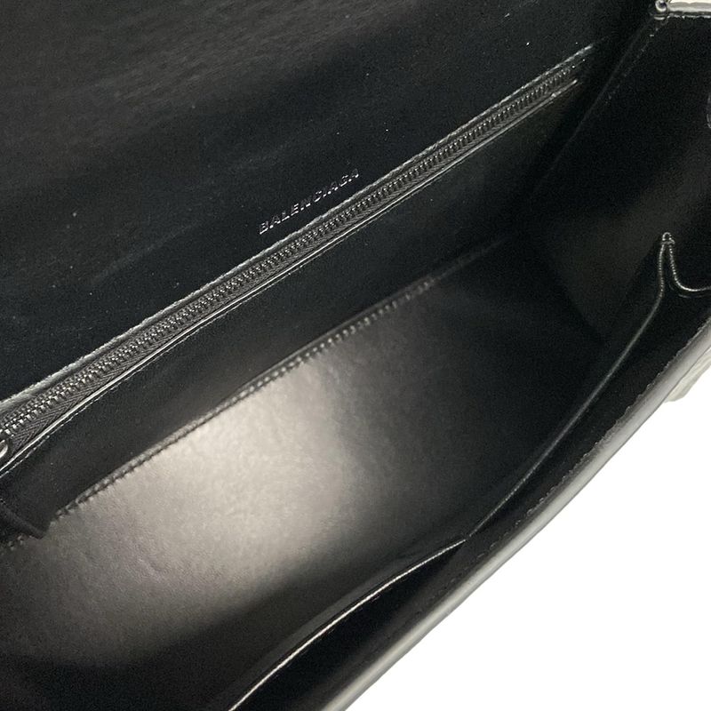 Balenciaga Handbag Hour Glass 619668 Black Shape Pressed Leather