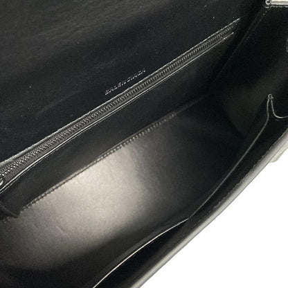 Balenciaga Handbag Hour Glass 619668 Black Shape Pressed Leather