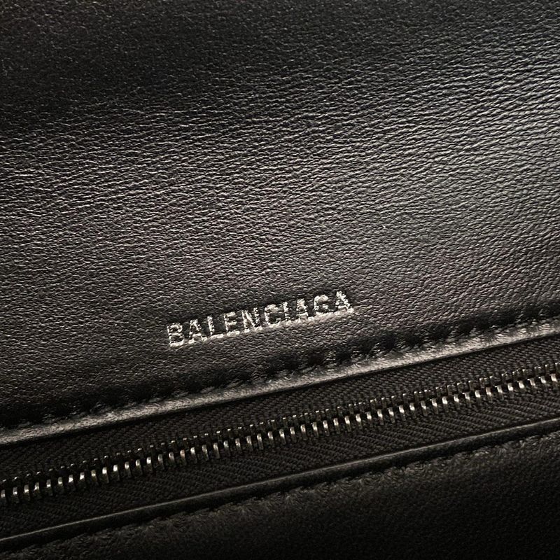 Balenciaga Handbag Hour Glass 619668 Black Shape Pressed Leather