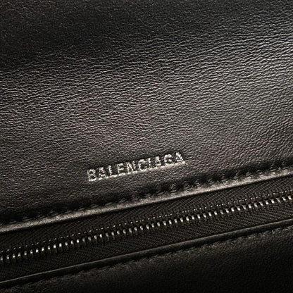 Balenciaga Handbag Hour Glass 619668 Black Shape Pressed Leather