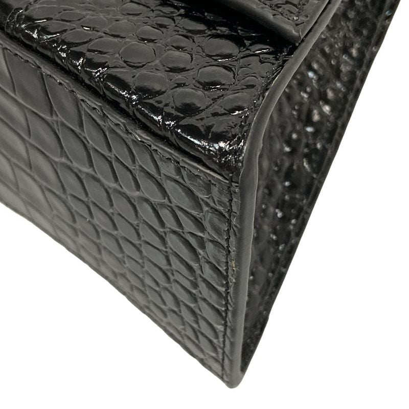 Balenciaga Handbag Hour Glass 619668 Black Shape Pressed Leather