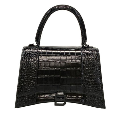 Balenciaga Handbag Hour Glass 619668 Black Shape Pressed Leather