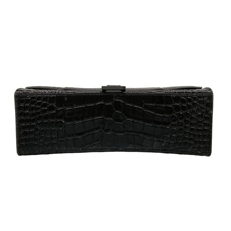 Balenciaga Handbag Hour Glass 619668 Black Shape Pressed Leather