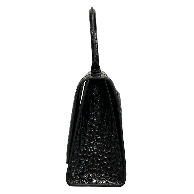 Balenciaga Handbag Hour Glass 619668 Black Shape Pressed Leather