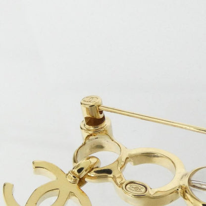 Chanel Gold-Toned Signature CC Clear Brooch