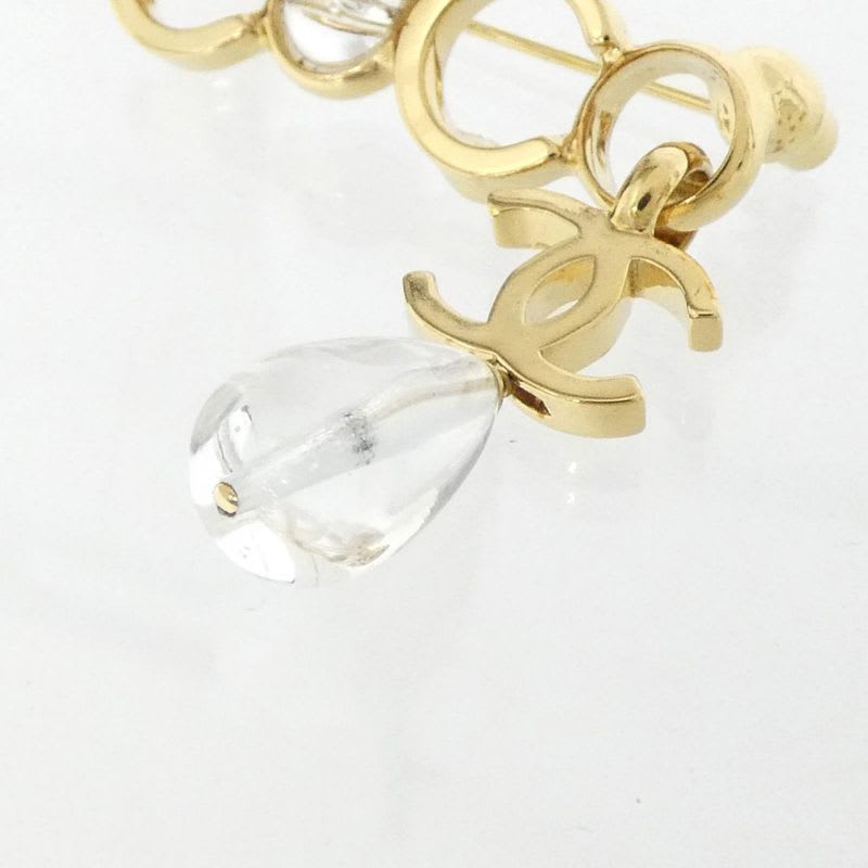 Chanel Gold-Toned Signature CC Clear Brooch